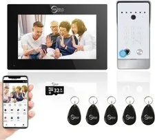 7 Inch TouchScreen Monitor with Wired 1080P doorbell,5 in1Unlock,Support 
