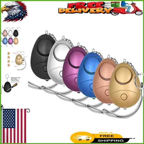 Compact 140DB Emergency Alarm Keychains - 6 Colorful Personal Safety Set
