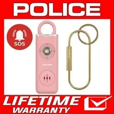 POLICE Personal Alarm Keychain Flashlight 130 dB Emergency Safety Alarm Pink