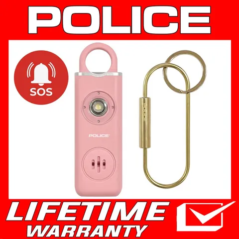 POLICE Personal Alarm Keychain Flashlight 130 dB Emergency Safety Alarm Pink