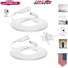 30ft USB C Extension Power Cord for Blink Cameras | Indoor/Outdoor Use - 2 Pack