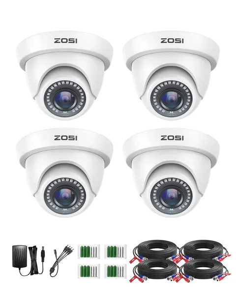 ZOSI 4Pack 1080P Security Cameras 2MP Waterproof Outdoor 80ft Day Night IR TVI