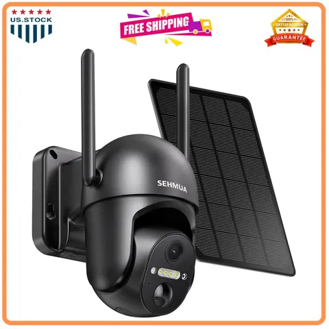 SEHMUA Solar Wireless Security Camera 2K 360 View Outdoor Battery WiFi Spotlight