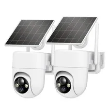 2K Solar Security Cameras Wireless Outdoor, 2PCS Outdoor WiFi Camera 2 Pack