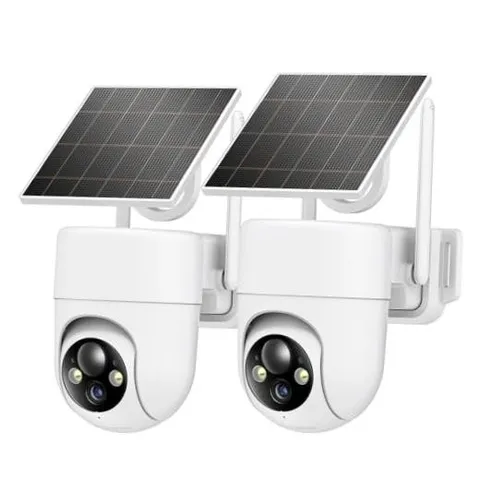 2K Solar Security Cameras Wireless Outdoor, 2PCS Outdoor WiFi Camera 2 Pack