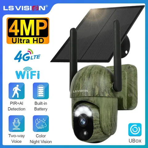 LS VISION 4G/WiFi Solar Security Camera 4MP PTZ Color Night Vision IP66