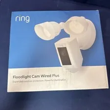Ring Floodlight Cam Wired Plus Motion-Activated Camera 1080p White NEW