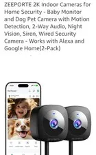 ZEEPORTE 2K Indoor Cameras for Home Security - Baby Monitor and Dog Pet...