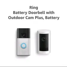 Battery Doorbell, Satin Nickel with All-New  Outdoor Cam plus Battery, White