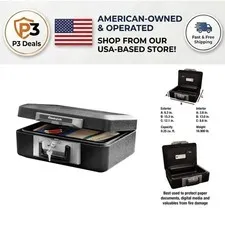 Reliable 0.25 Cu Ft Fireproof Safe Box with Key Lock - Perfect for Home Use