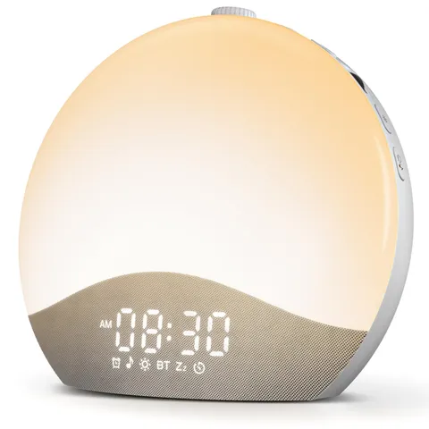 ecozy Sunrise Alarm Clock, White Noise Sound Machine, Small, Grey & 