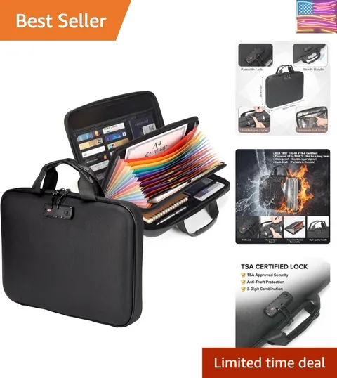 Fireproof Document Boxes with TSA Lock, Upgraded 16 Pockets Fireproof＆Water R...