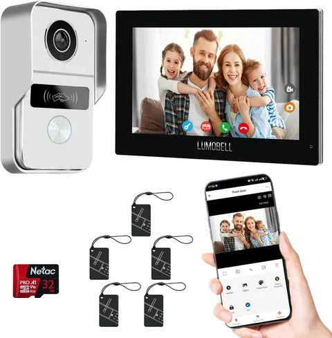Wired Intercom 7" Touch Screen Video Doorbell Remote Unlock