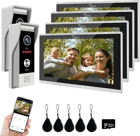 10" Wired Video Doorbell Intercom, Color Touch Screen, WiFi 1080P