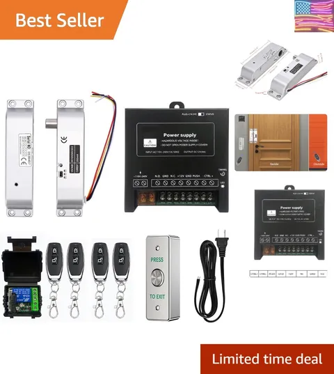 Electric Drop Bolt Lock with 4 Remote Controls Fail Secure Door Access Contro...