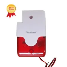 Tokatuker DC9 to 12V Wired Strobe Siren Red Light Sound 103 Siren, White 