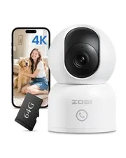 4K Indoor Security Camera, C518 WiFi Pan/Tilt Pet/Dog/Baby Plug-in IP Camera,...