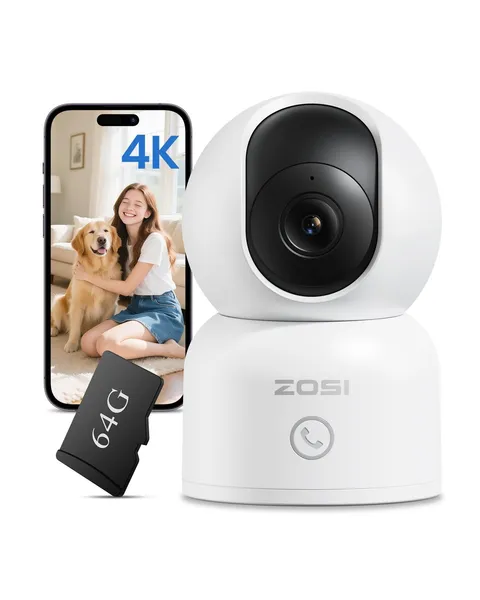 4K Indoor Security Camera, C518 WiFi Pan/Tilt Pet/Dog/Baby Plug-in IP Camera,...