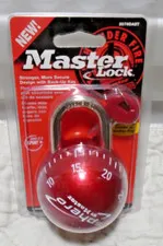 Master Lock Sphero Combination Lock Smooth Spin Padlock 2076DAST Red W/Key