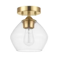 Globe Electric Harrow 1-Light Semi-Flush Mount Ceiling Matte Brass,