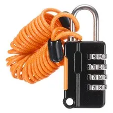 Luggage Lock, 4 Digit Combination Padlock with Flexible Orange Cable (130cm)