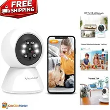 3MP Wireless Indoor Security Camera with Auto Tracking & Two-Way Communication