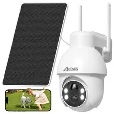 2K Solar Security Camera Wireless Outdoor, 360° Pan/Tilt Color Night Vision, ...