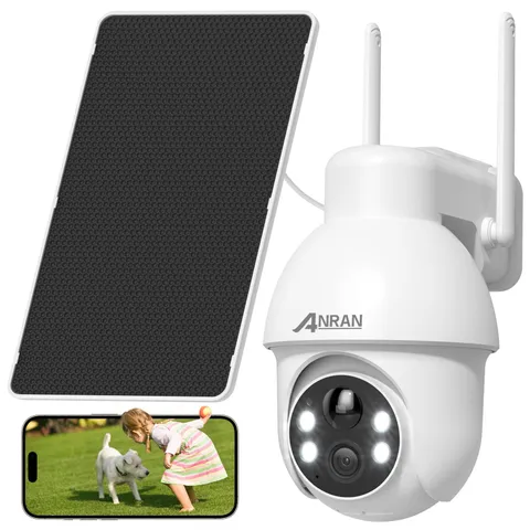 2K Solar Security Camera Wireless Outdoor, 360° Pan/Tilt Color Night Vision, ...