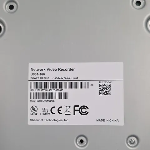 Observint Technologies Network Video Recorder U001-166 8 Channel Black