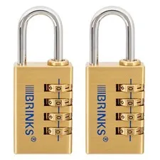 BRINKS - 30mm Solid Brass 4-Dial Resettable Padlock - Chrome Plated with Hard...