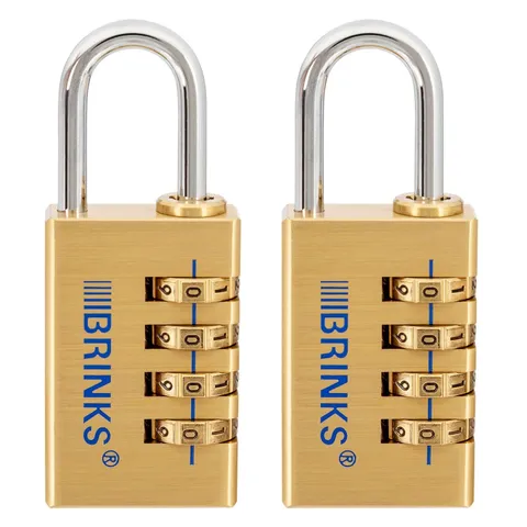 BRINKS - 30mm Solid Brass 4-Dial Resettable Padlock - Chrome Plated with Hard...