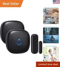 Wireless Door Chime, Door Open Contact Sensor Alarm with 500 FT Range, 58 Chi...