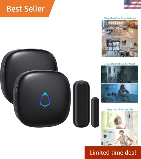 Wireless Door Chime, Door Open Contact Sensor Alarm with 500 FT Range, 58 Chi...