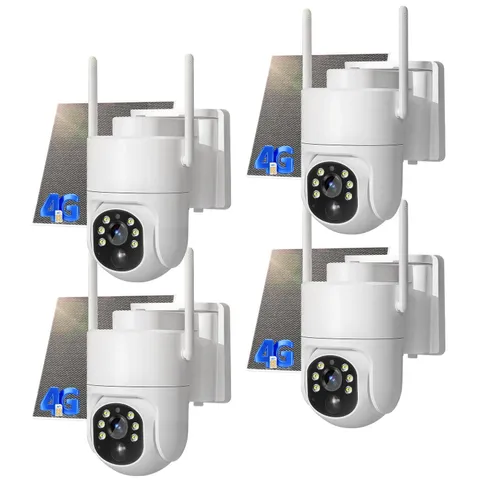 4Pack Solar Security Camera Outdoor |4G LTE Cellular| 2-Way Audio| PIR Detection