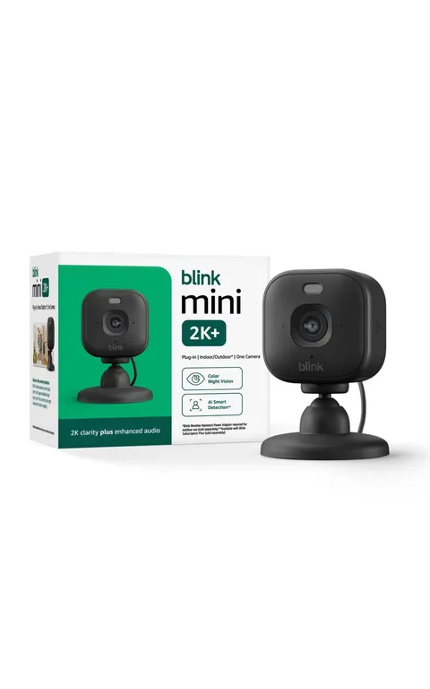 Blink Mini 2K+ (newest model) – Plug-in Home & Pet Indoor Security Camera with