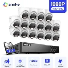 ANNKE 16CH 3K Lite DVR 1080P CCTV Color Security Camera System AI Detection IP67