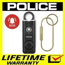POLICE Personal Alarm Keychain Flashlight 130 dB Emergency Pocket Alarm Black