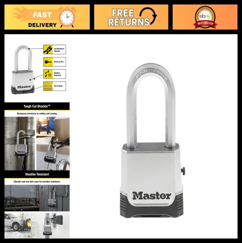 Heavy Duty Outdoor Combination Padlock - Weather Resistant, Resettable Code, Cut