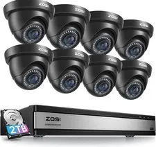 ZOSI 8CH H.265 DVR 2TB HDD 1080P Home Video Surveillance Security Camera System