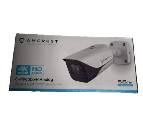 Amcrest 4K Analog Outdoor Security Camera Bullet 8MP Not an IP Camera BNC White