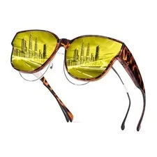 Trysee Oversized Night Vision Driving Glasses 65 Millimeters C02 Tortoiseshell