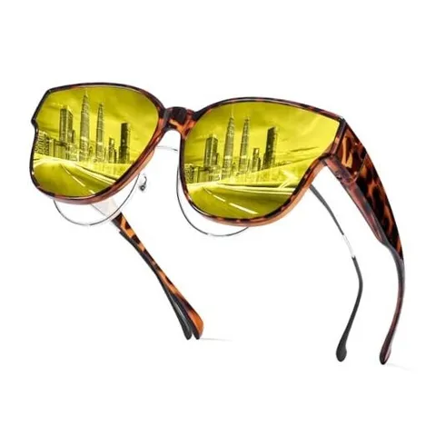 Trysee Oversized Night Vision Driving Glasses 65 Millimeters C02 Tortoiseshell
