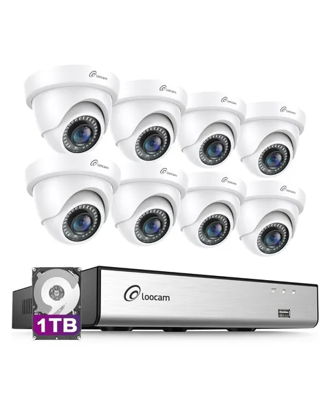 Loocam 1080P 8CH Security Camera System 1TB, AI Smart Human/Vehicle Detection