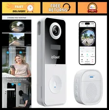 Wireless Video Doorbell Camera 180° Ultra View, 2K HD, Smart Motion Detection, N