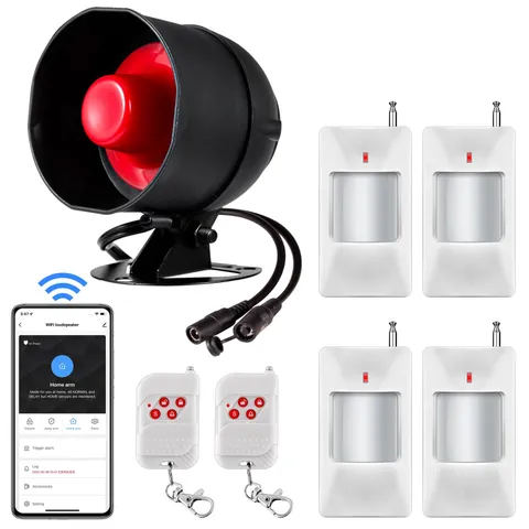 WiFi Alarm Home Security System, 120dB Alarm System with Motion Sensor and Re...