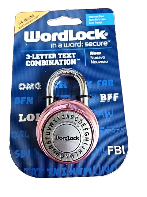 WordLock 3-Letter Combination Lock, Hardened Steel, Shim Proof.