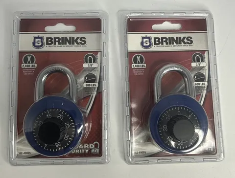 BRINKS 47mm Combination Lock Padlock 7/8 inch Standard Security • Blue 2 Pack