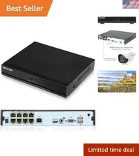 8-Port PoE NVR with 4K Ultra HD Recording and Remote Monitoring Capability