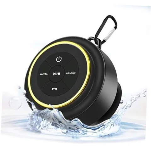 Bluetooth Shower Speaker with Carabiner, Portable Bluetooth Speakers with Gold