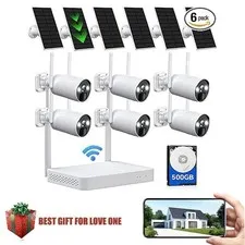 Home CCTV 4MP Outdoor Solar Wireless Security Camera System  10CH NVR 500G HDD